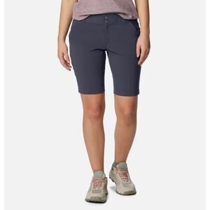 COLUMBIA Saturday Trail Long Hiking Shorts Mid Rise Stretch Grey Womens Size L